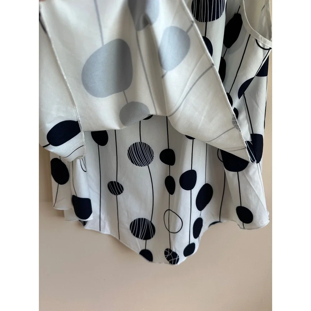 Emery Rose Womens 4XL Navy White Polka Dot Layered Top and Pants Set